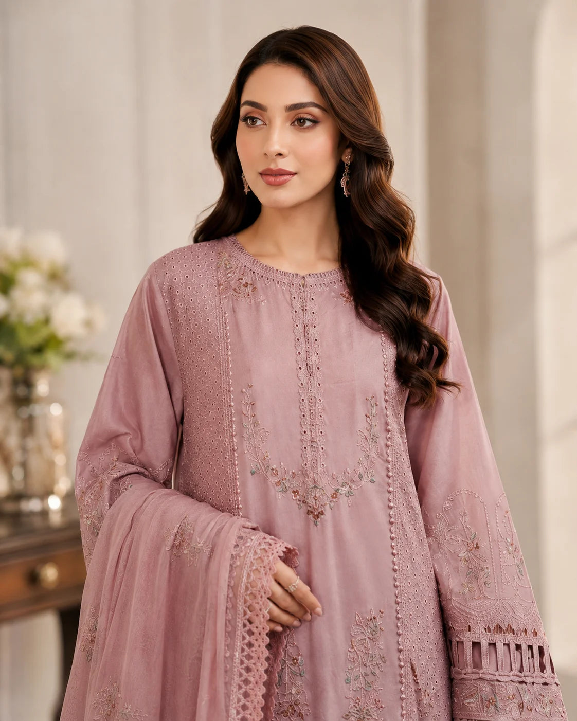 Eternal Breeze Printed & Embroidered 3-Piece Stitched Suit