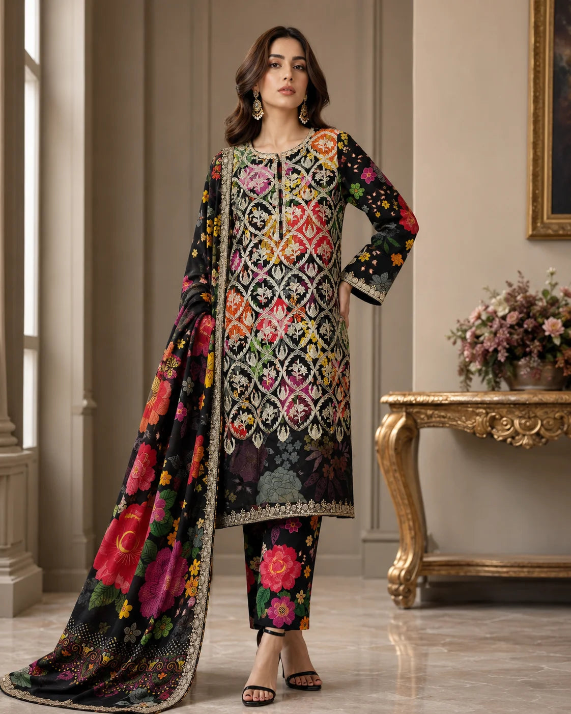 Opulent Aura Embroidered 3-Piece Ready to Wear Suit