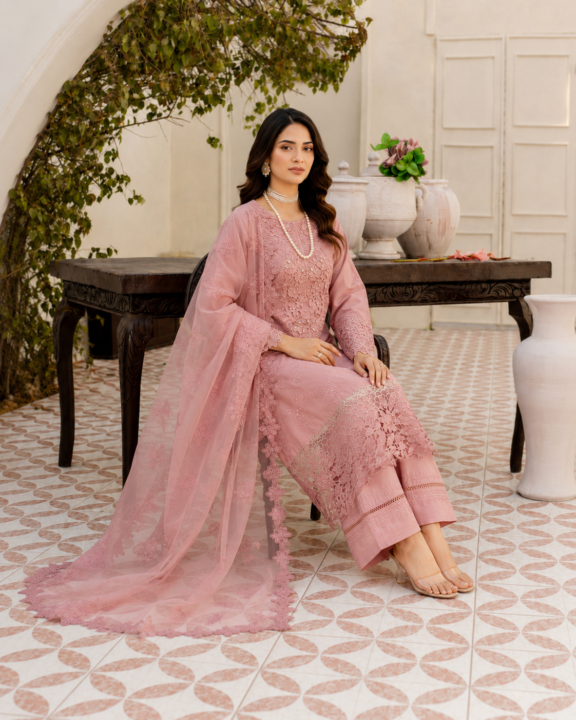 Starlight Charm Printed & Embroidered 3-Piece Ready to Wear