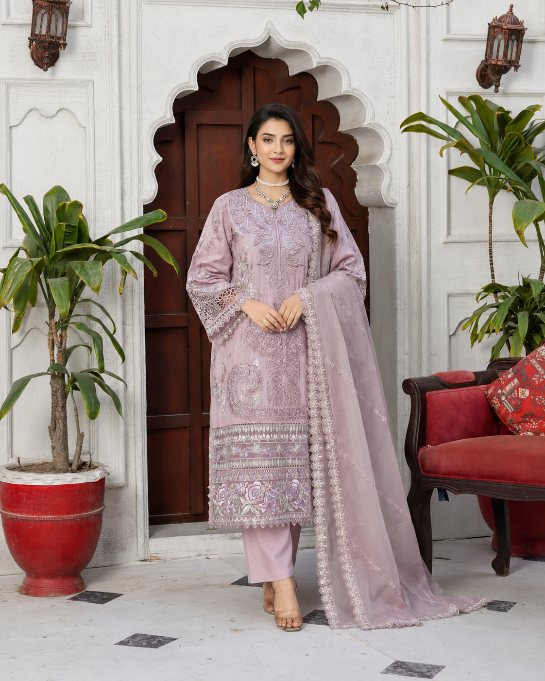 Whispering Petals Summer Lawn 3-Piece Stitched Suit