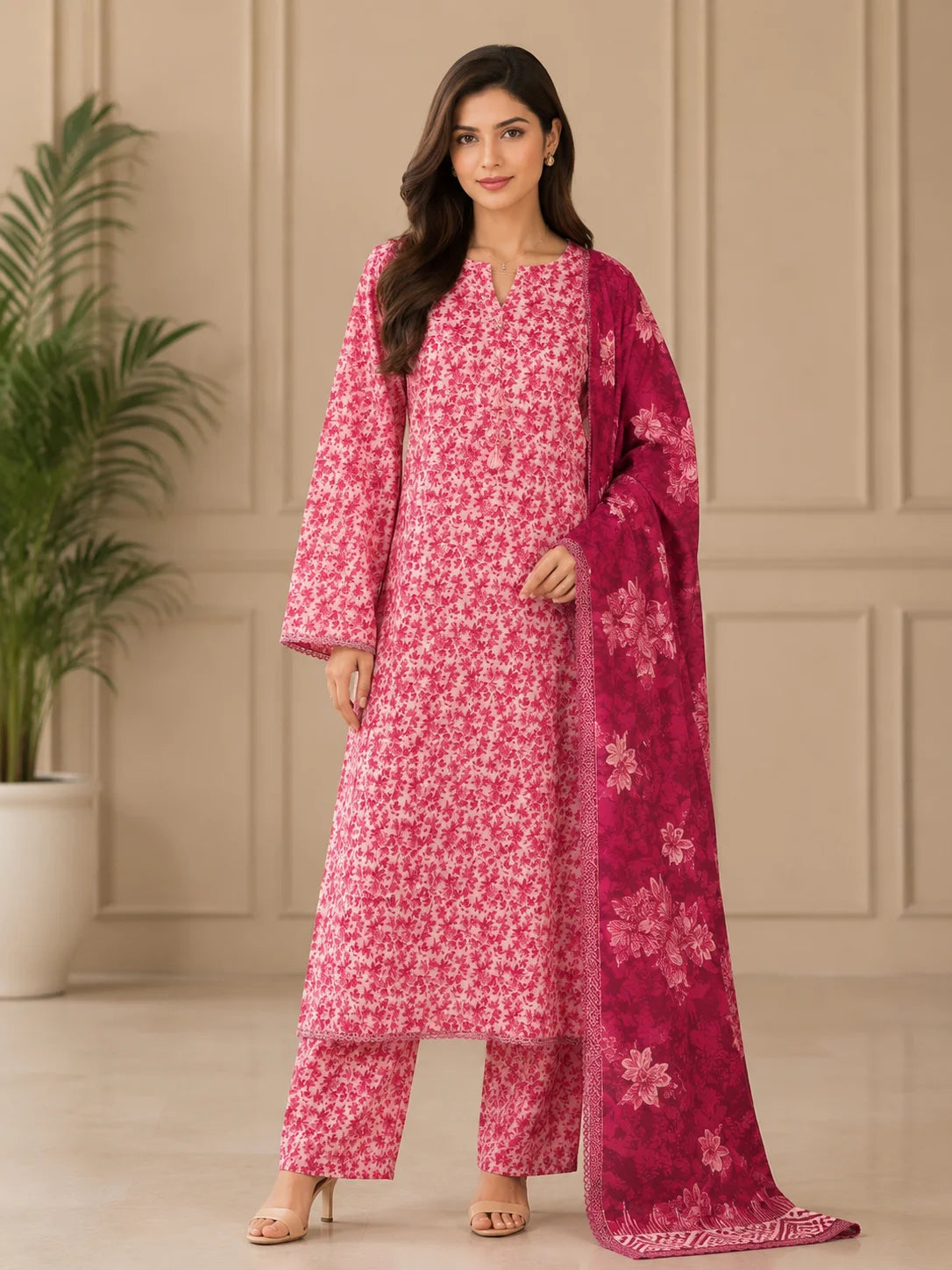 Modern Grace Chiffon Dupatta 3-Piece Stitched Suit
