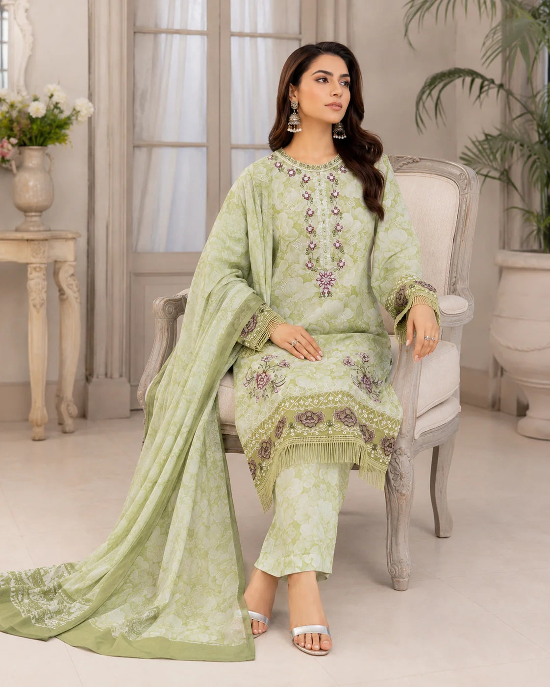 Vintage Luxe Traditional Schiffli Cutwork 3-Piece Stitched