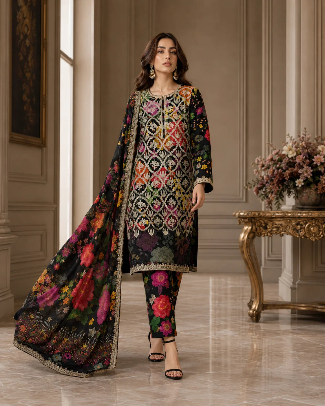 Opulent Aura Embroidered 3-Piece Ready to Wear Suit
