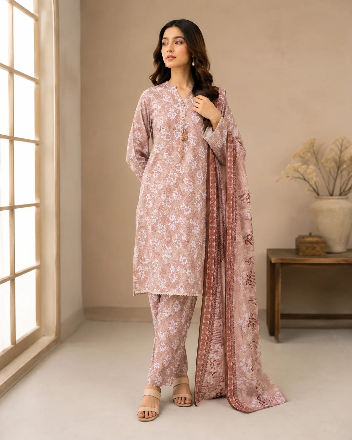 Serene Bloom Festive Embroidered 3-Piece Ready to Wear