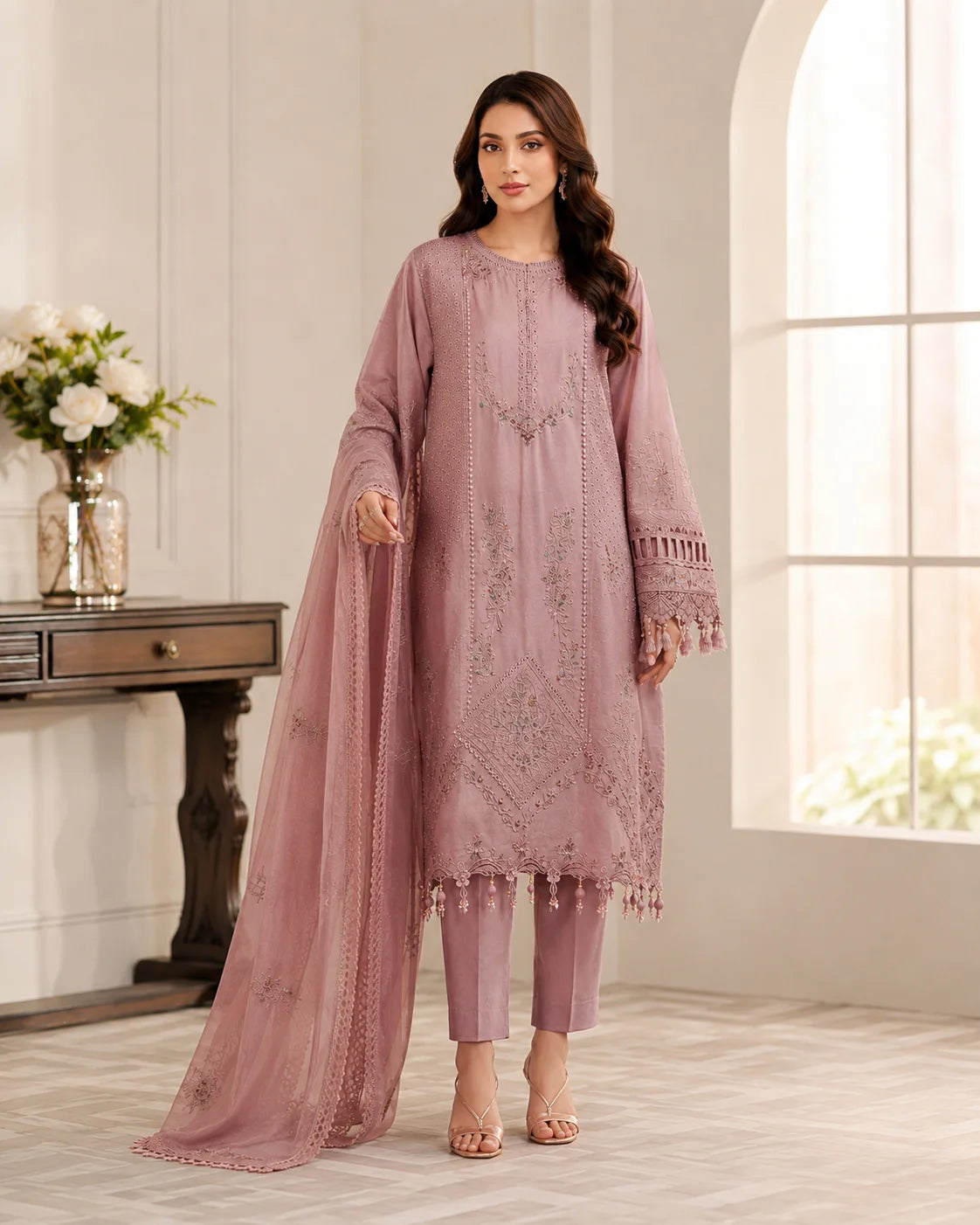 Eternal Breeze Printed & Embroidered 3-Piece Stitched Suit