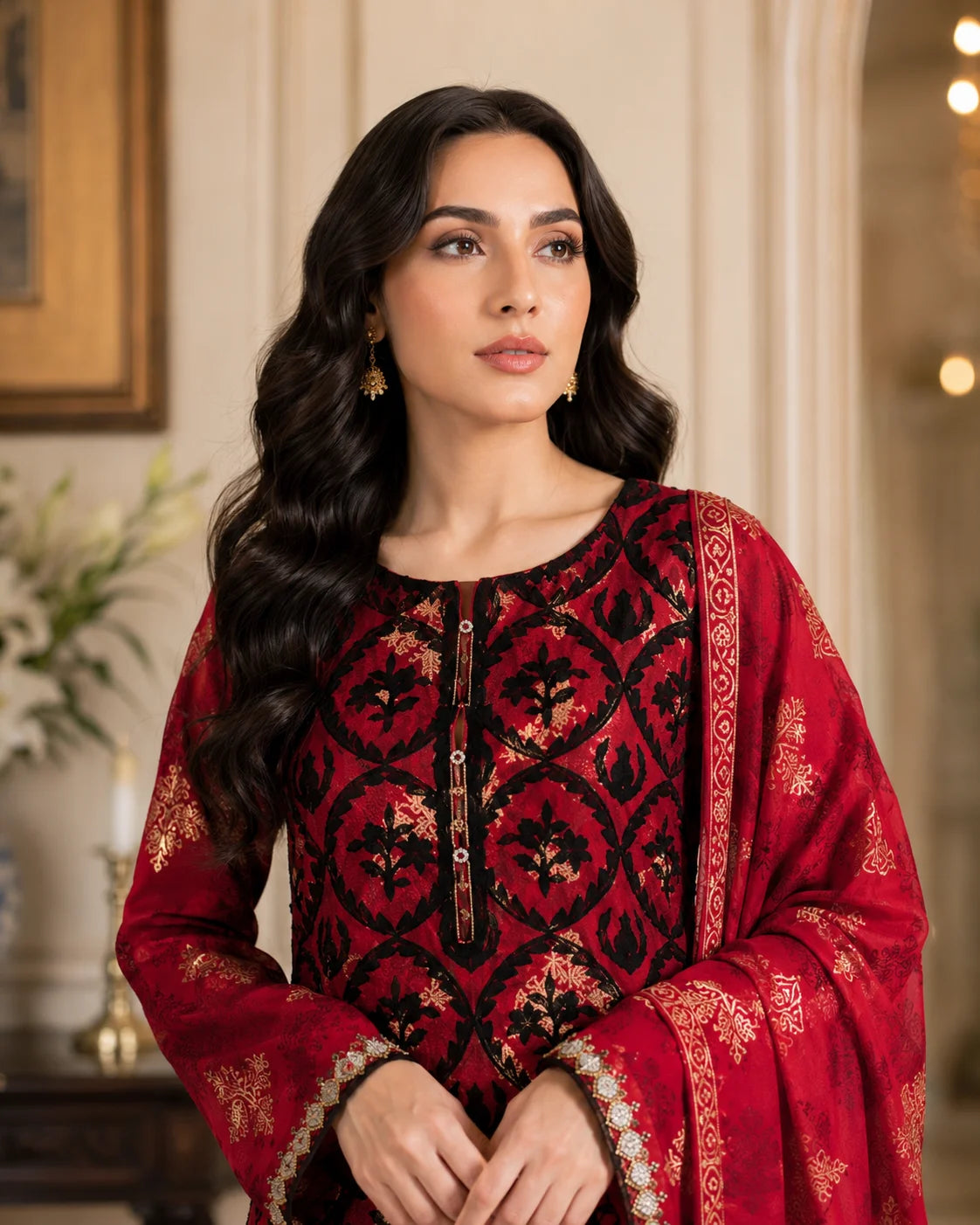 Gardenia Charm Luxury Floral Embroidered 3-Piece Stitched