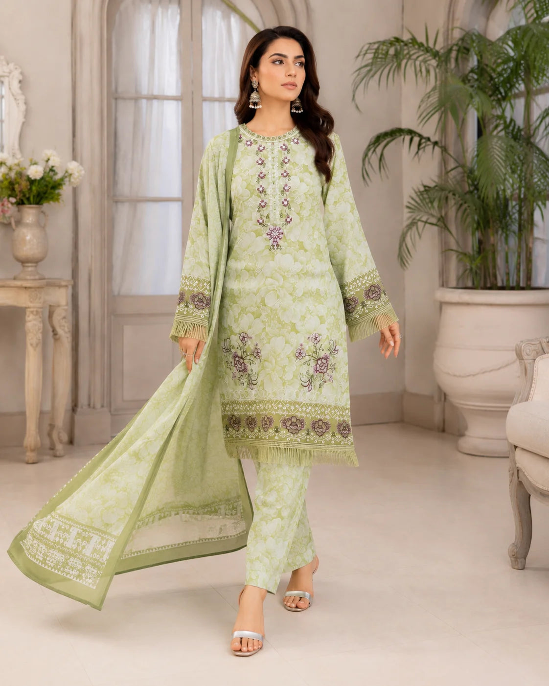 Vintage Luxe Traditional Schiffli Cutwork 3-Piece Stitched