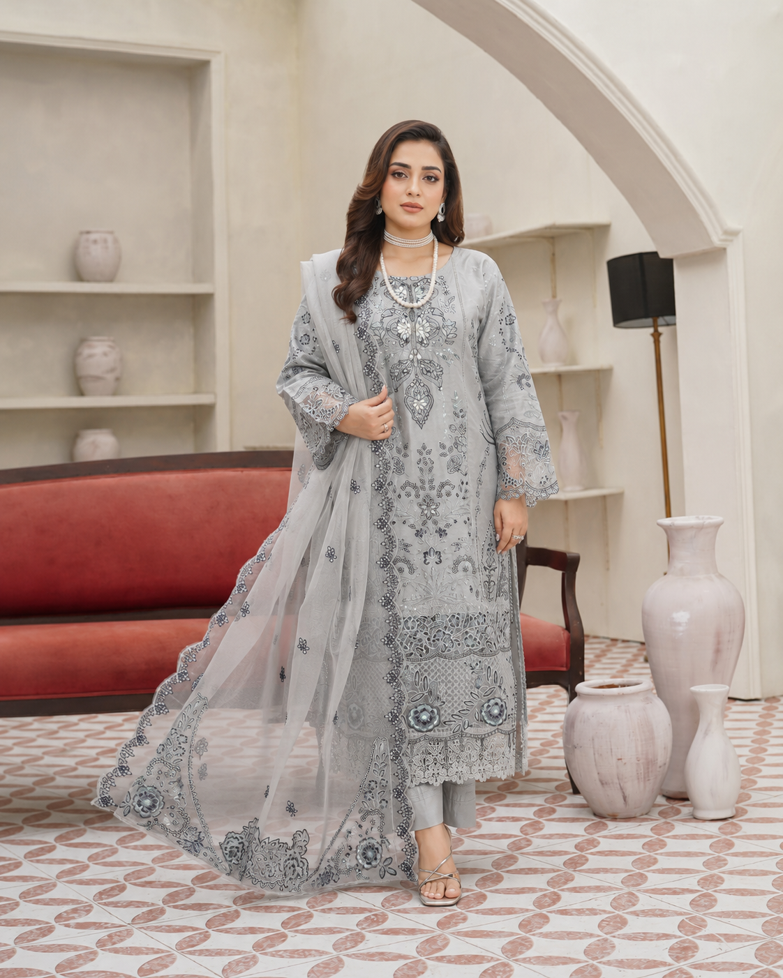 Royalty Unfolded Festive Schiffli 3-Piece Ready to Wear