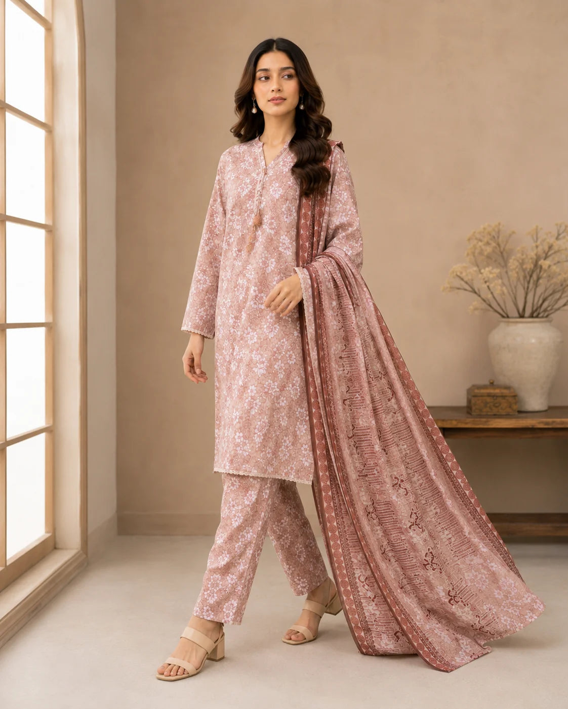 Serene Bloom Festive Embroidered 3-Piece Ready to Wear