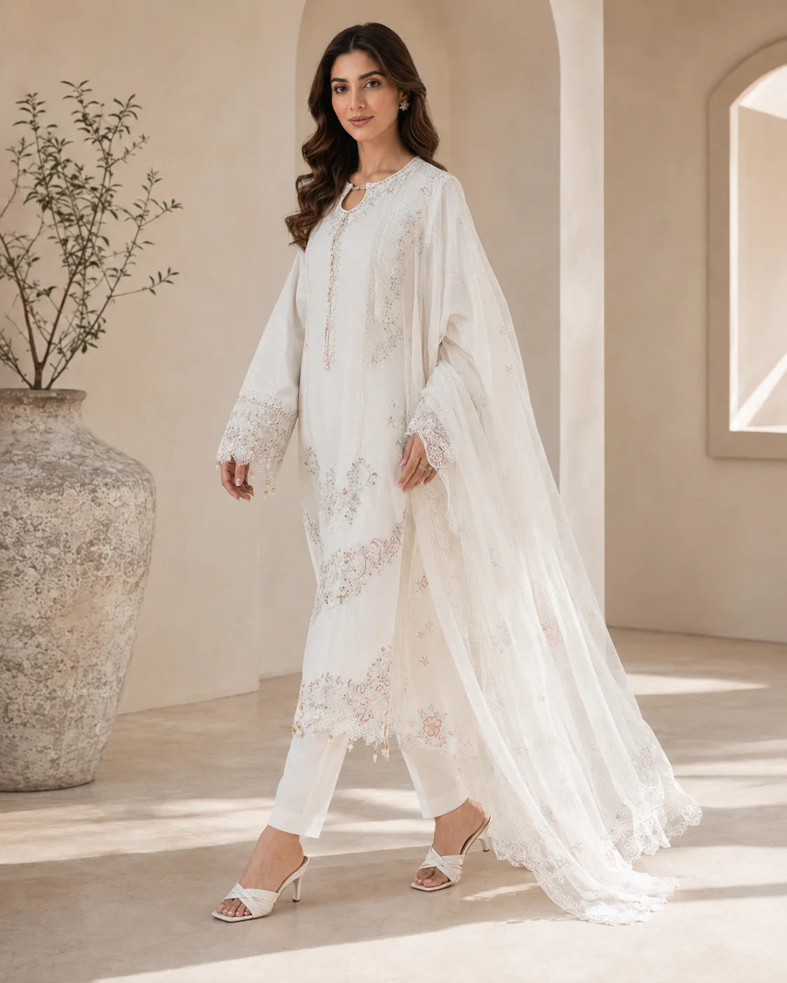 Blossom Poetry Premium Embroidered 3-Piece Ready to Wear