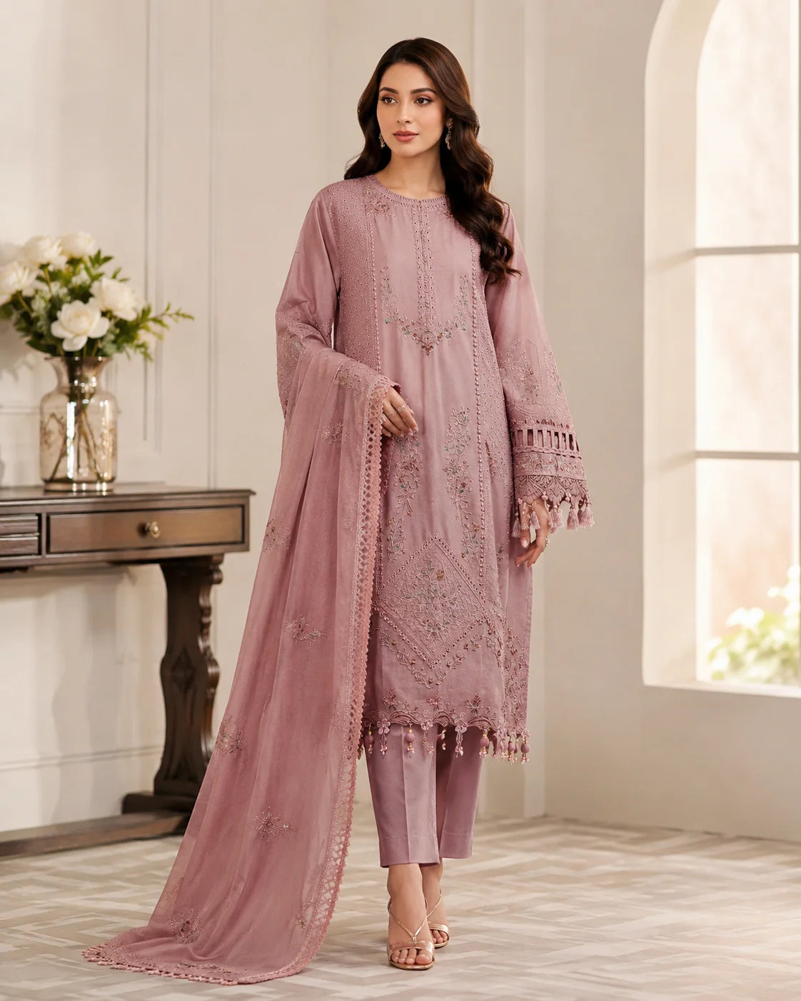 Eternal Breeze Printed & Embroidered 3-Piece Stitched Suit