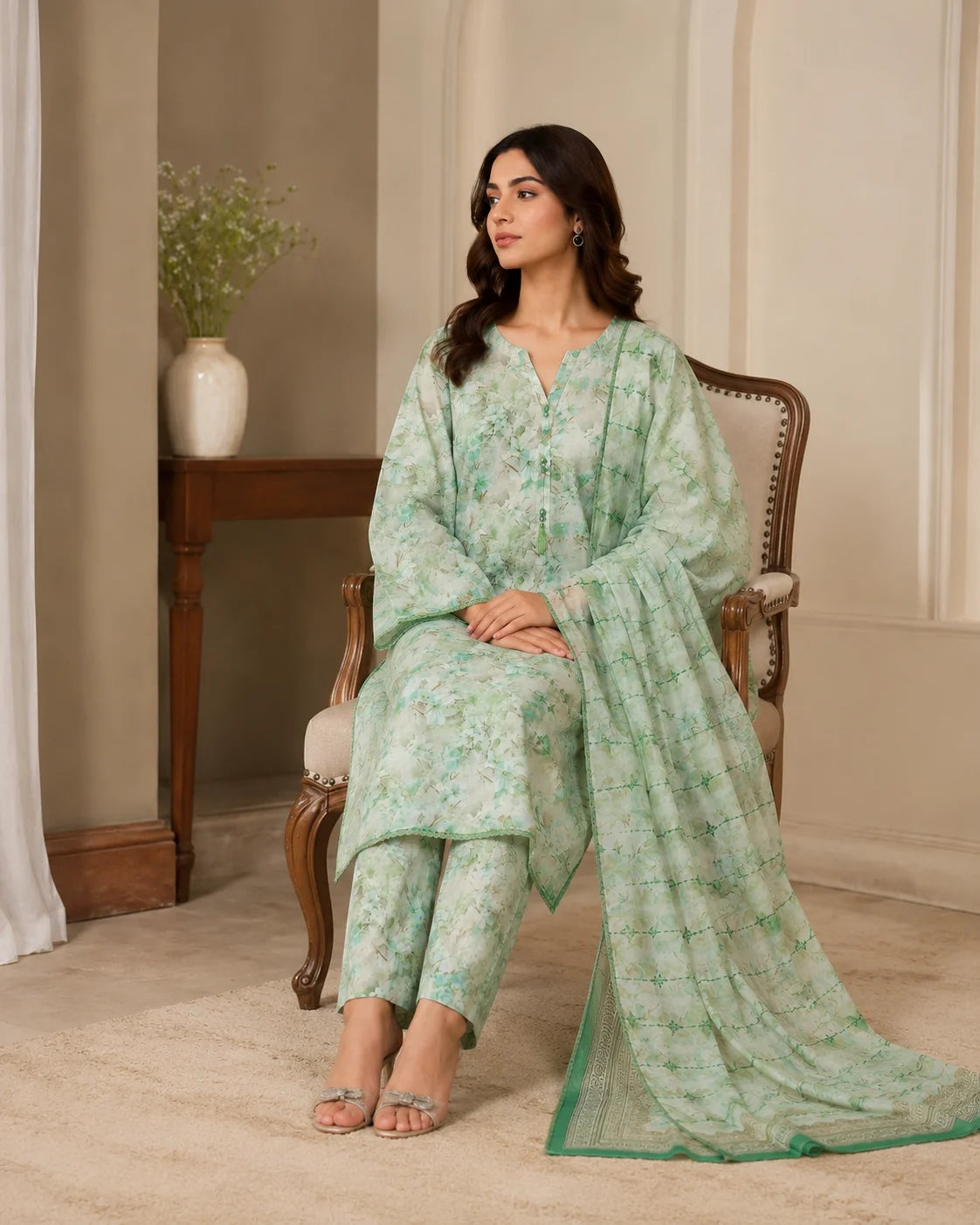 Velvet Touch Fine Threadwork 3-Piece Ready to Wear
