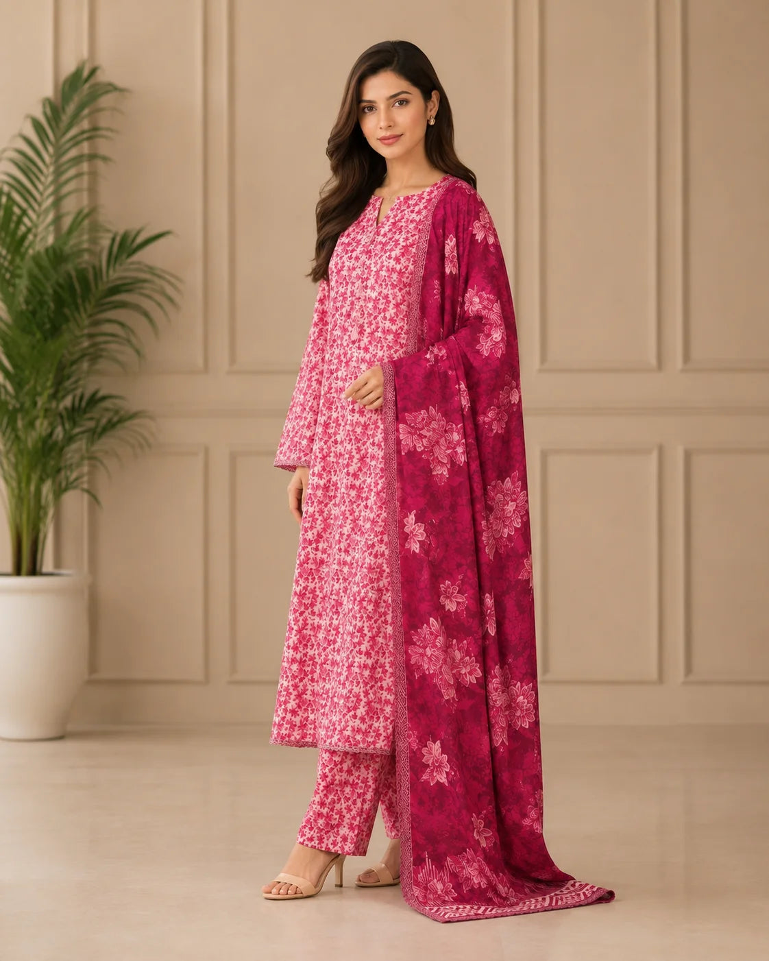 Modern Grace Chiffon Dupatta 3-Piece Stitched Suit