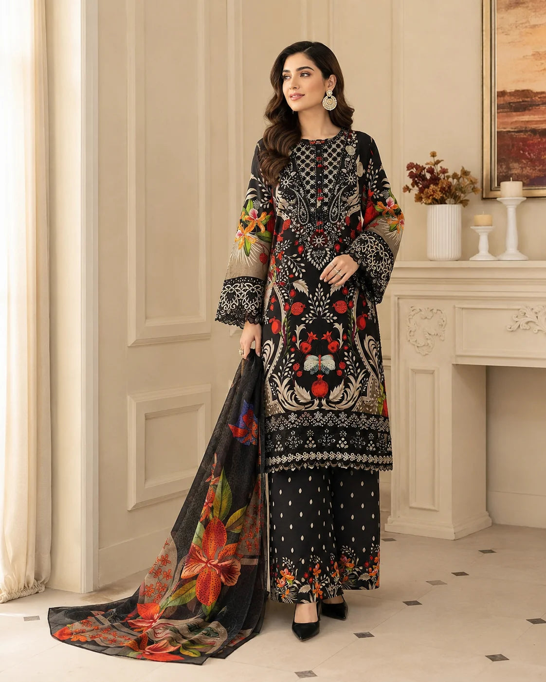 Opulent Aura Embroidered 3-Piece Ready to Wear Suit