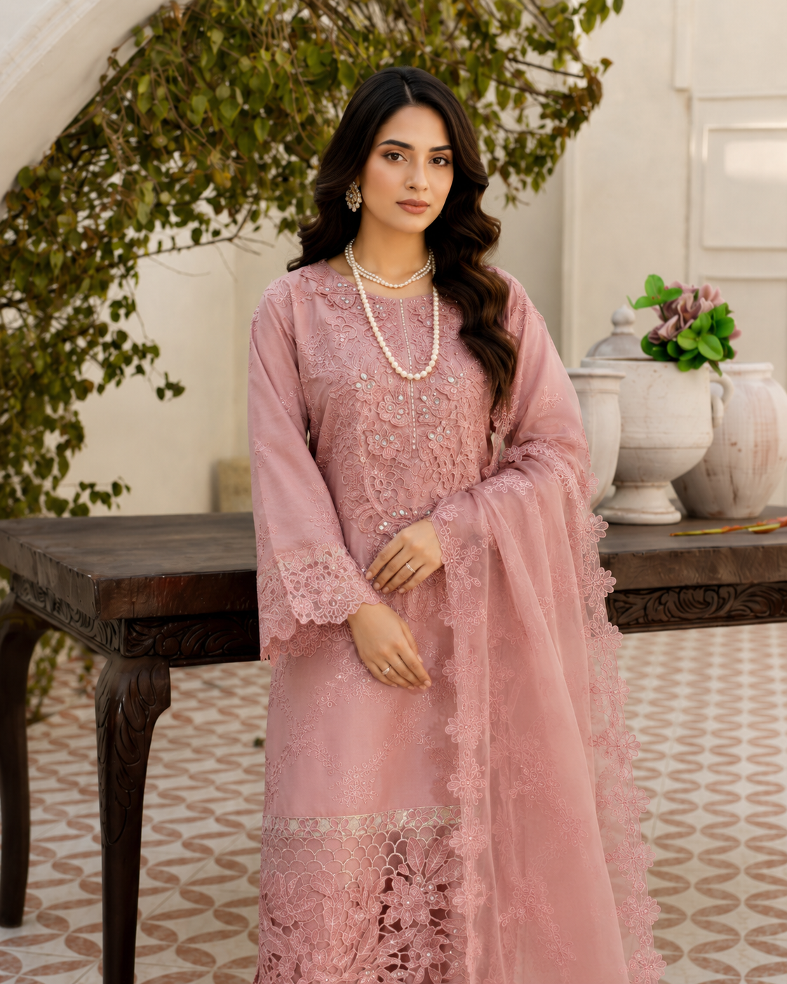 Starlight Charm Printed & Embroidered 3-Piece Ready to Wear