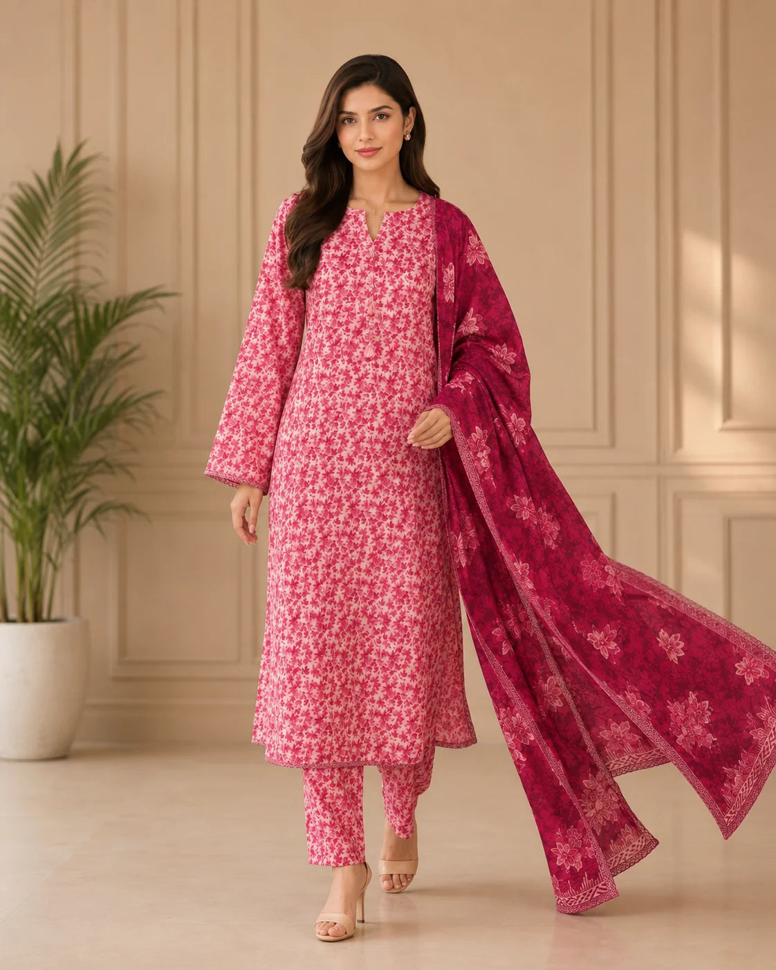 Modern Grace Chiffon Dupatta 3-Piece Stitched Suit