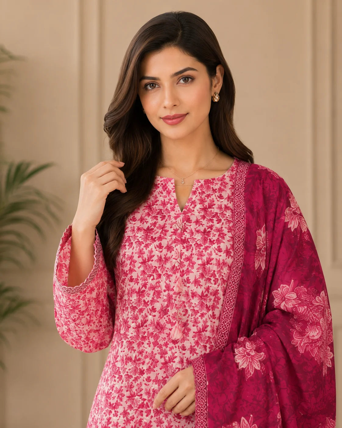 Modern Grace Chiffon Dupatta 3-Piece Stitched Suit