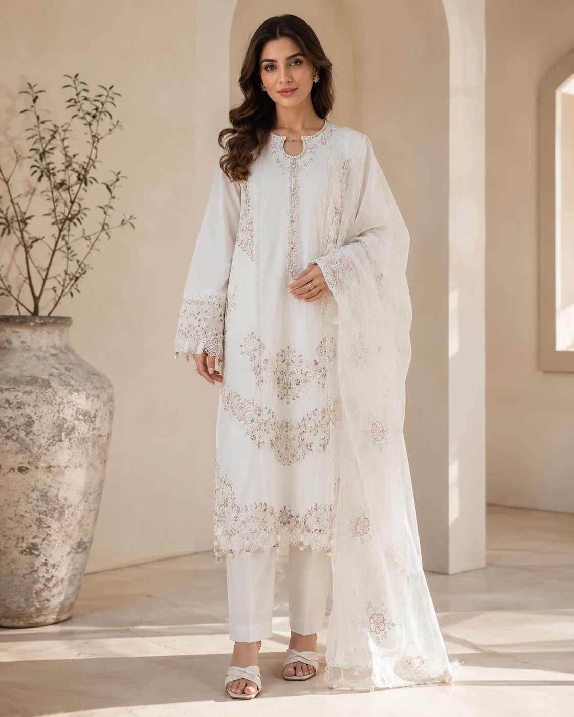 Blossom Poetry Premium Embroidered 3-Piece Ready to Wear