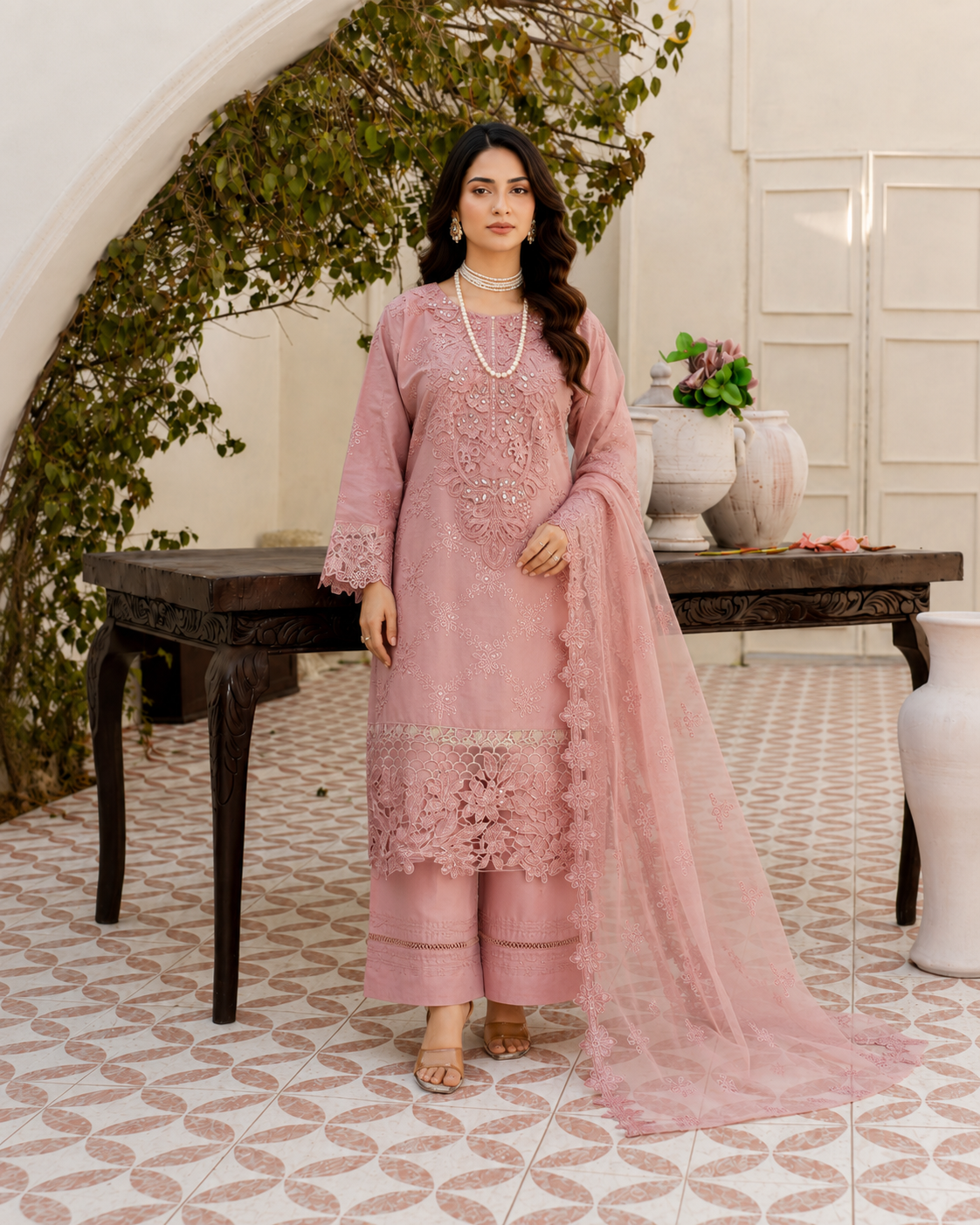 Starlight Charm Printed & Embroidered 3-Piece Ready to Wear