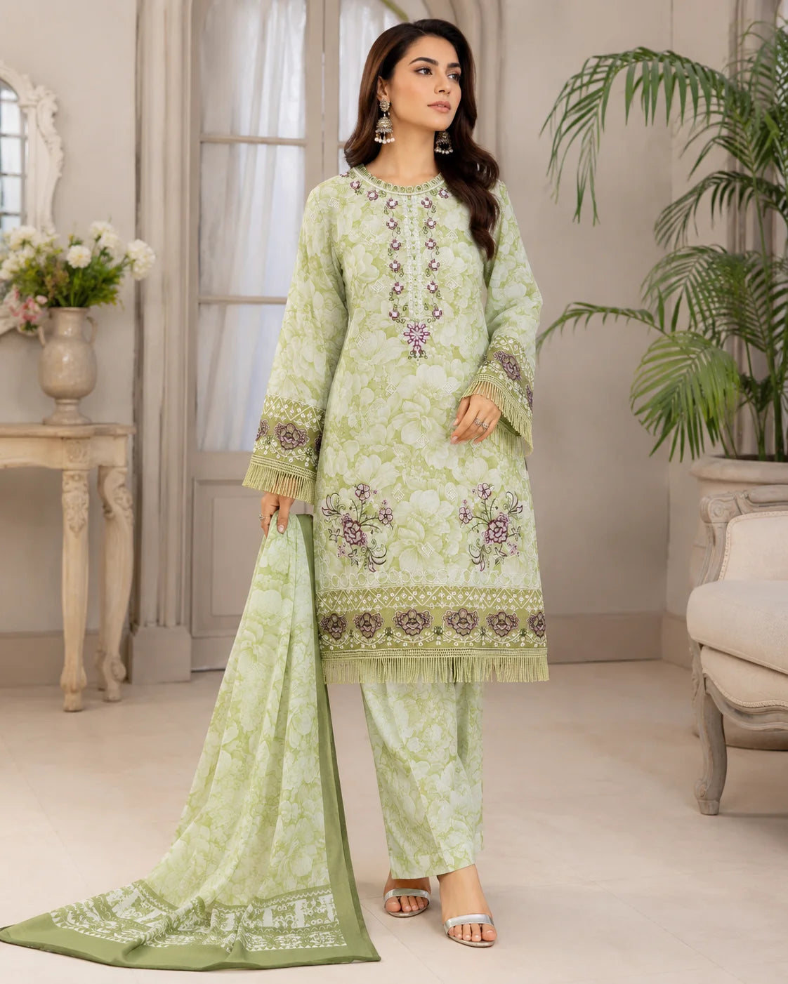 Vintage Luxe Traditional Schiffli Cutwork 3-Piece Stitched