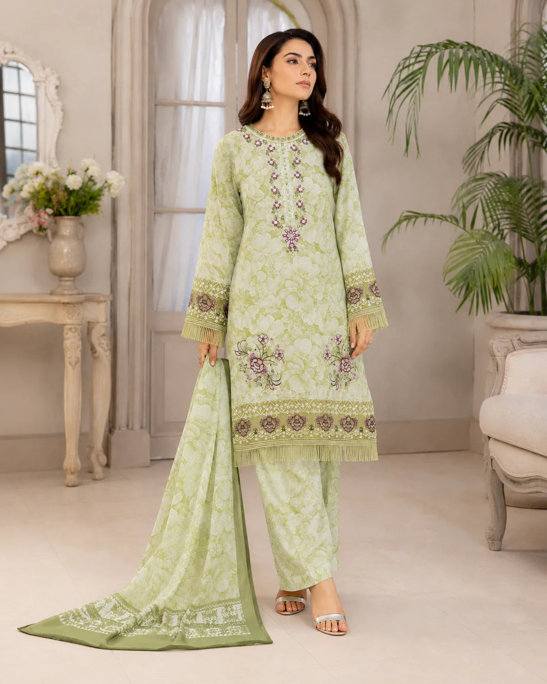 Vintage Luxe Traditional Schiffli Cutwork 3-Piece Stitched