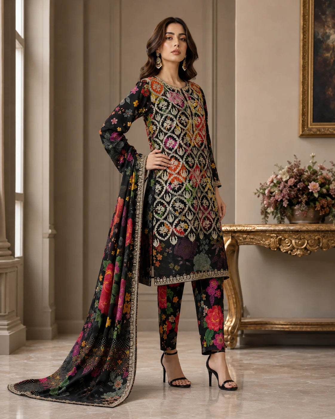Opulent Aura Embroidered 3-Piece Ready to Wear Suit