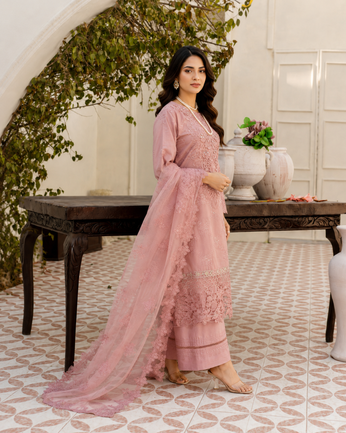 Starlight Charm Printed & Embroidered 3-Piece Ready to Wear